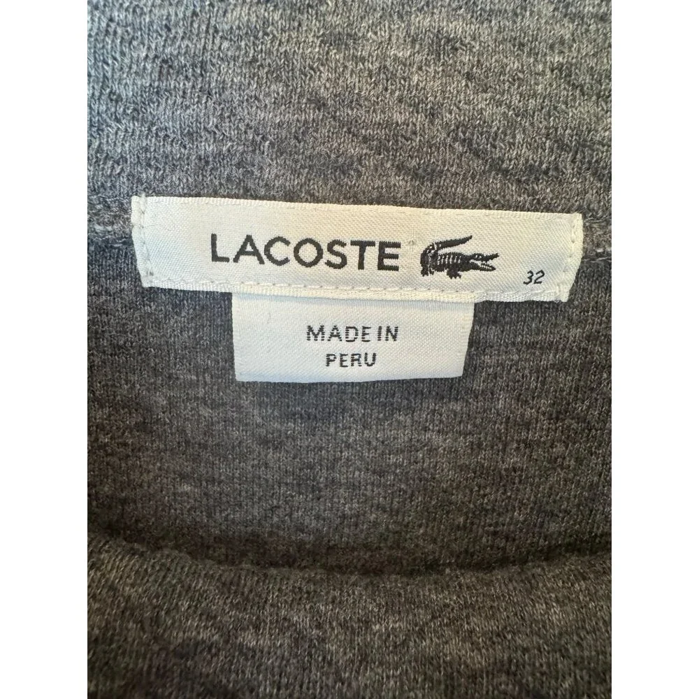 Lacoste Dress Women XS Gray Quilted Cowl Neck Marcassin‎ Sweatshirt Mini Preppy